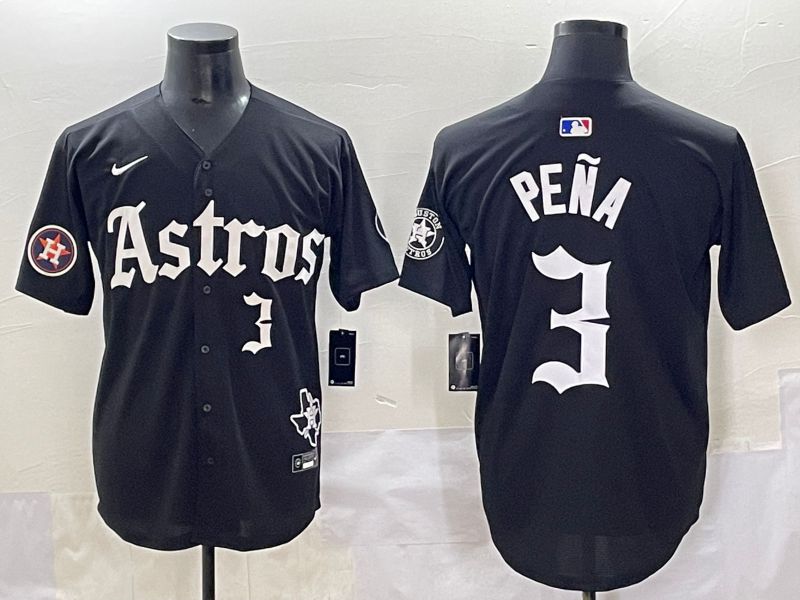 Men 2025 Houston Astros #3 Pena Black Five generations Joint Name Nike MLB Jersey style 17->houston astros->MLB Jersey